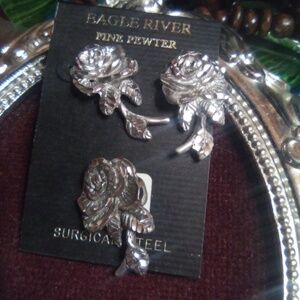 Eagle river set vintage rose earrings and pendant